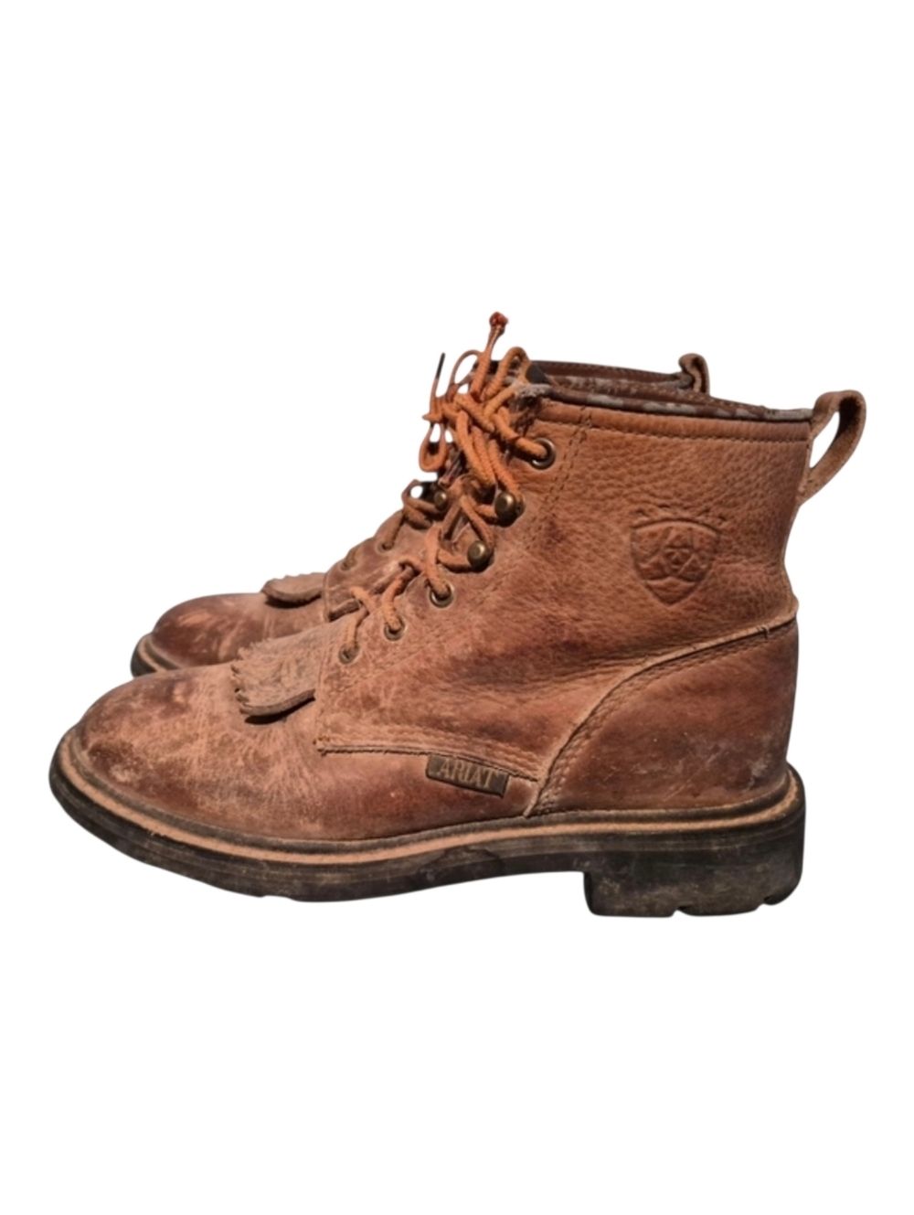 Ariat Brown Leather Lace-Up Western Roper Ankle Boots Women's Size 6B
